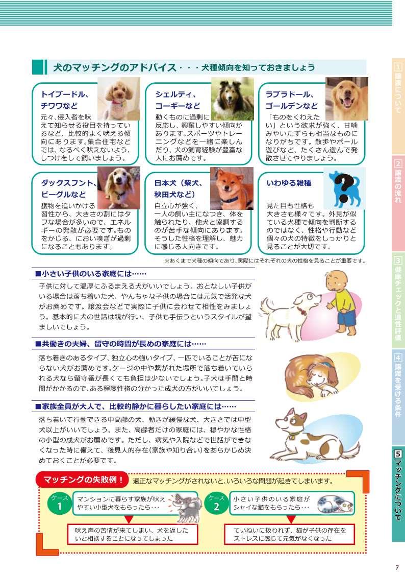 譲渡でつなごう!命のバトンの冊子 7ページの画像