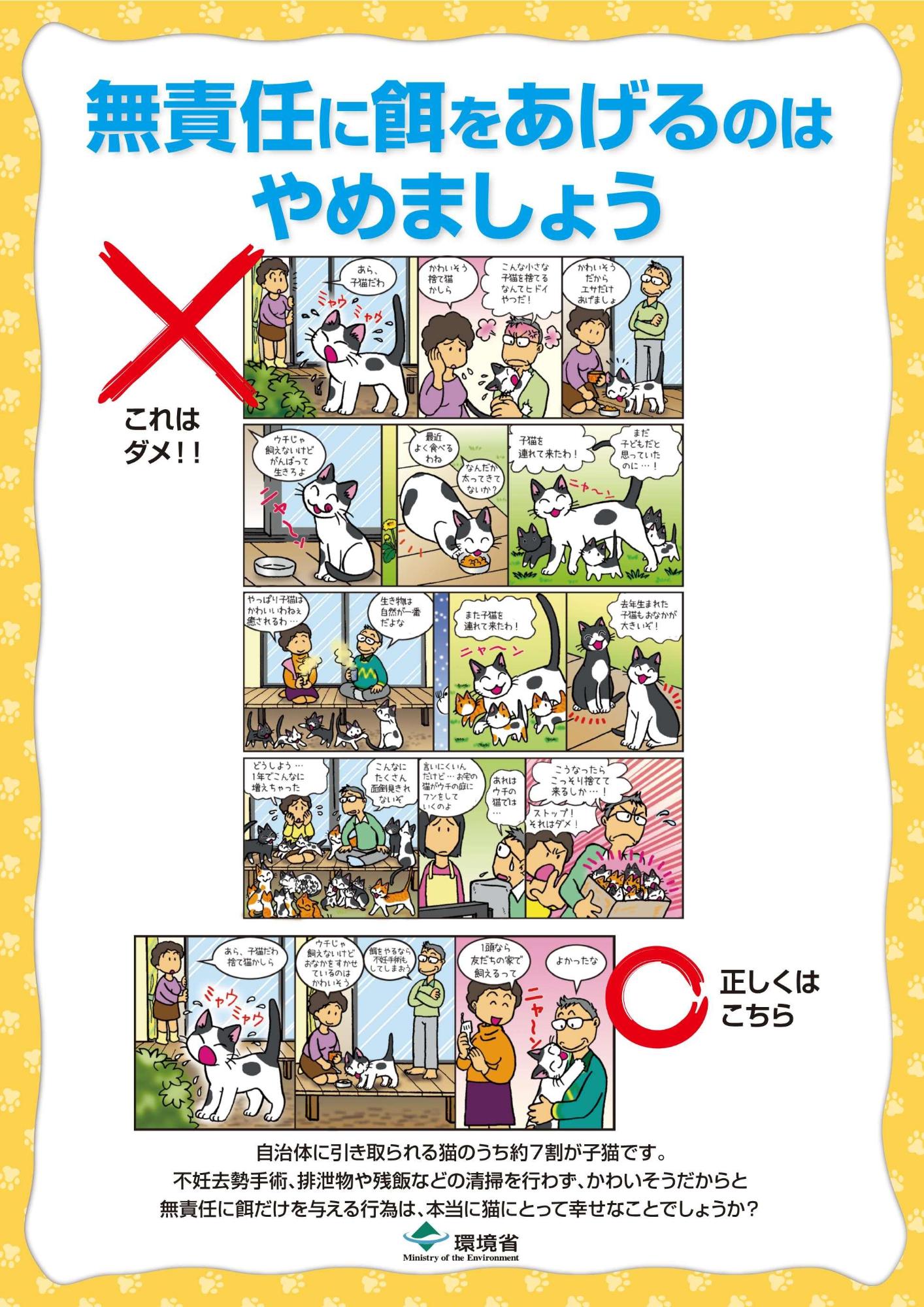 「無責任な餌やりをあげるのはやめましょう」のチラシ裏面の画像