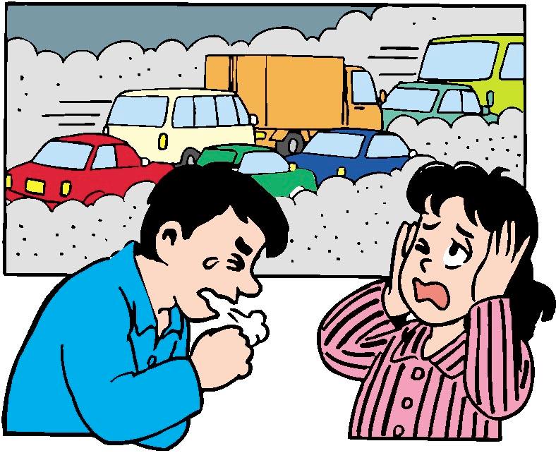 微小粒子状物質で体調が悪い人たちのイラスト
