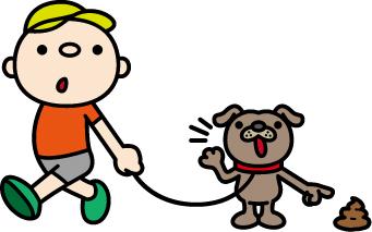 後始末をしない飼い主にふんを指差す飼い犬のイラスト