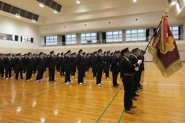 整列している消防団員の写真