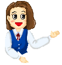 女性が左手で左方向を示しているイラスト